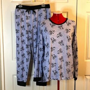 Disney Mickey Mouse Blue Pajama Pant Set Size Large